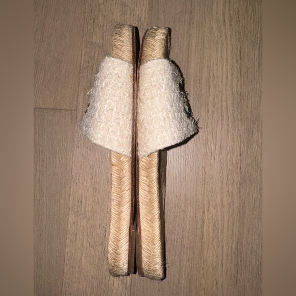 Chanel espadrille slides 39 tweed grosgrain mule - Picture 6 of 9